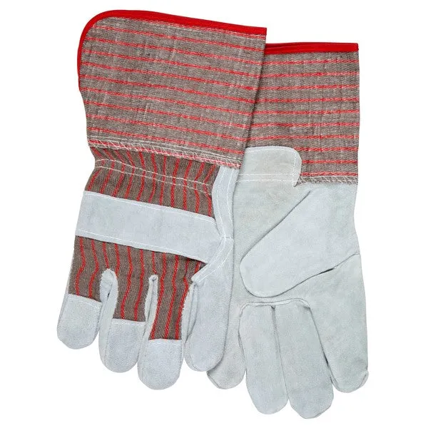 1210S MCR Safety Cowhide Leather Palm Gloves, Large, Leather, Red/Gray Stripe