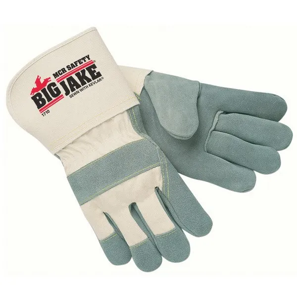 1710M MCR Safety Big Jake Leather Palm Gloves, Medium, Leather, White