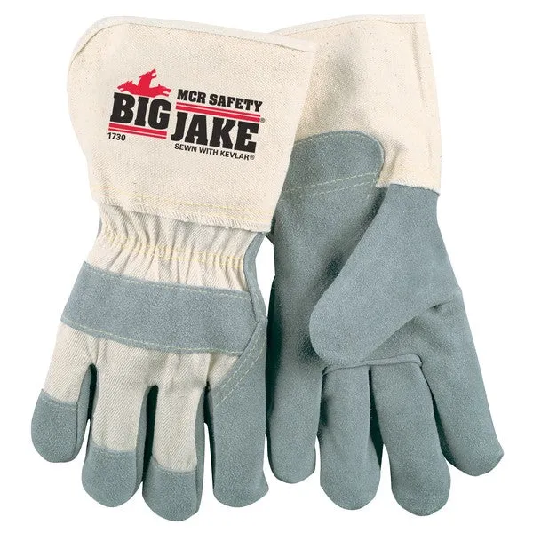 1730XL MCR Safety Big Jake Leather Palm Gloves, X-Large, Leather, White