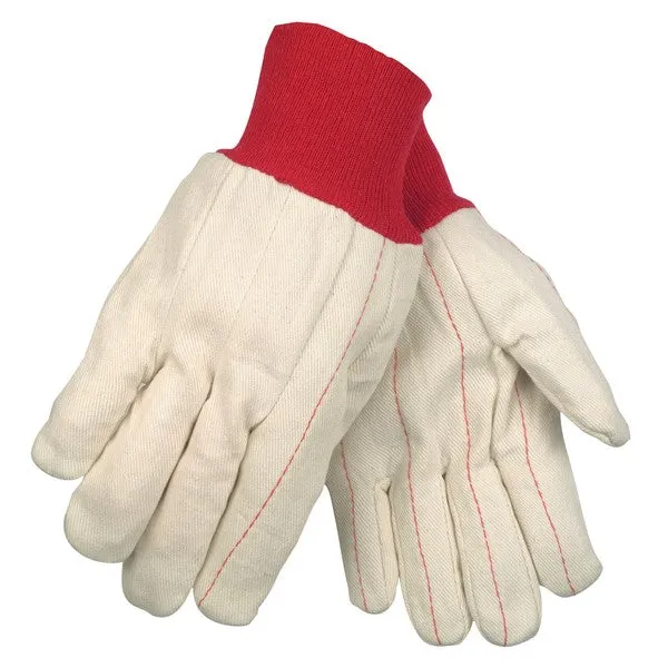 9018CR MCR Safety Double Palm Gloves, Large, Canvas, Natural, Knit Wrist Cuff