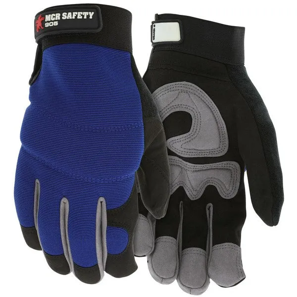 905M MCR Safety Mechanics Gloves, Medium, Synthetic, Blue, Adjustable Closure