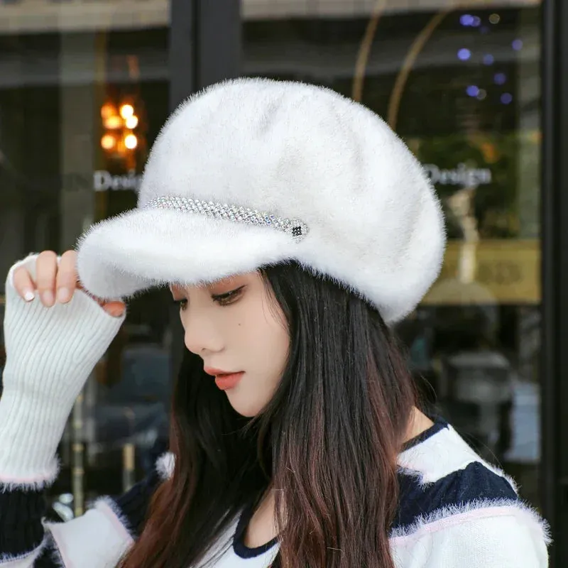 Adjustable Autumn Winter Casual Faux Fur Hat Outdoor Women's Cap