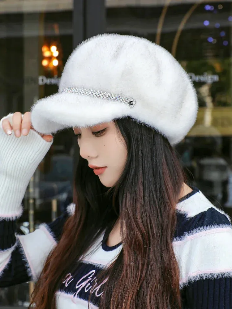 Adjustable Autumn Winter Casual Faux Fur Hat Outdoor Women's Cap