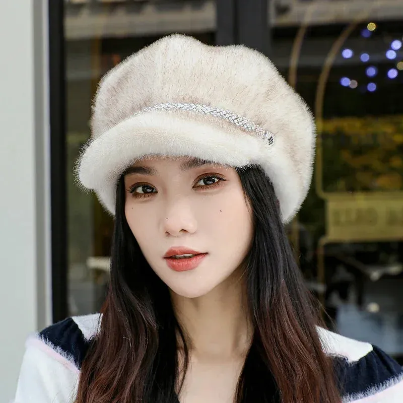 Adjustable Autumn Winter Casual Faux Fur Hat Outdoor Women's Cap