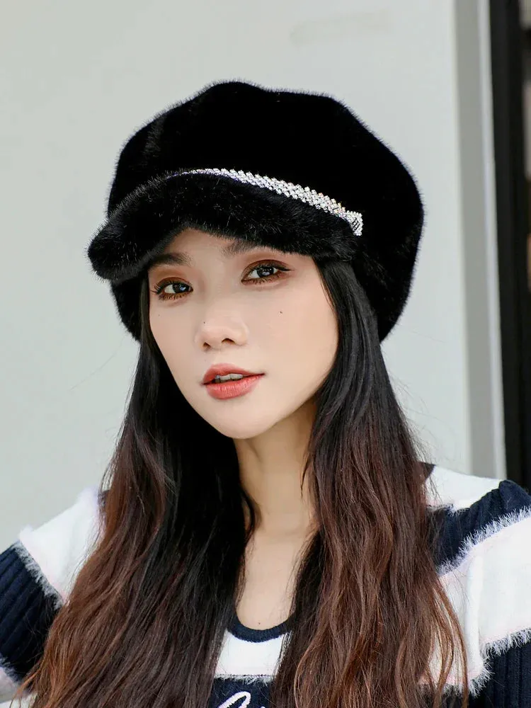 Adjustable Autumn Winter Casual Faux Fur Hat Outdoor Women's Cap