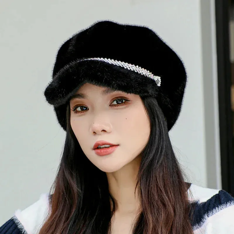 Adjustable Autumn Winter Casual Faux Fur Hat Outdoor Women's Cap