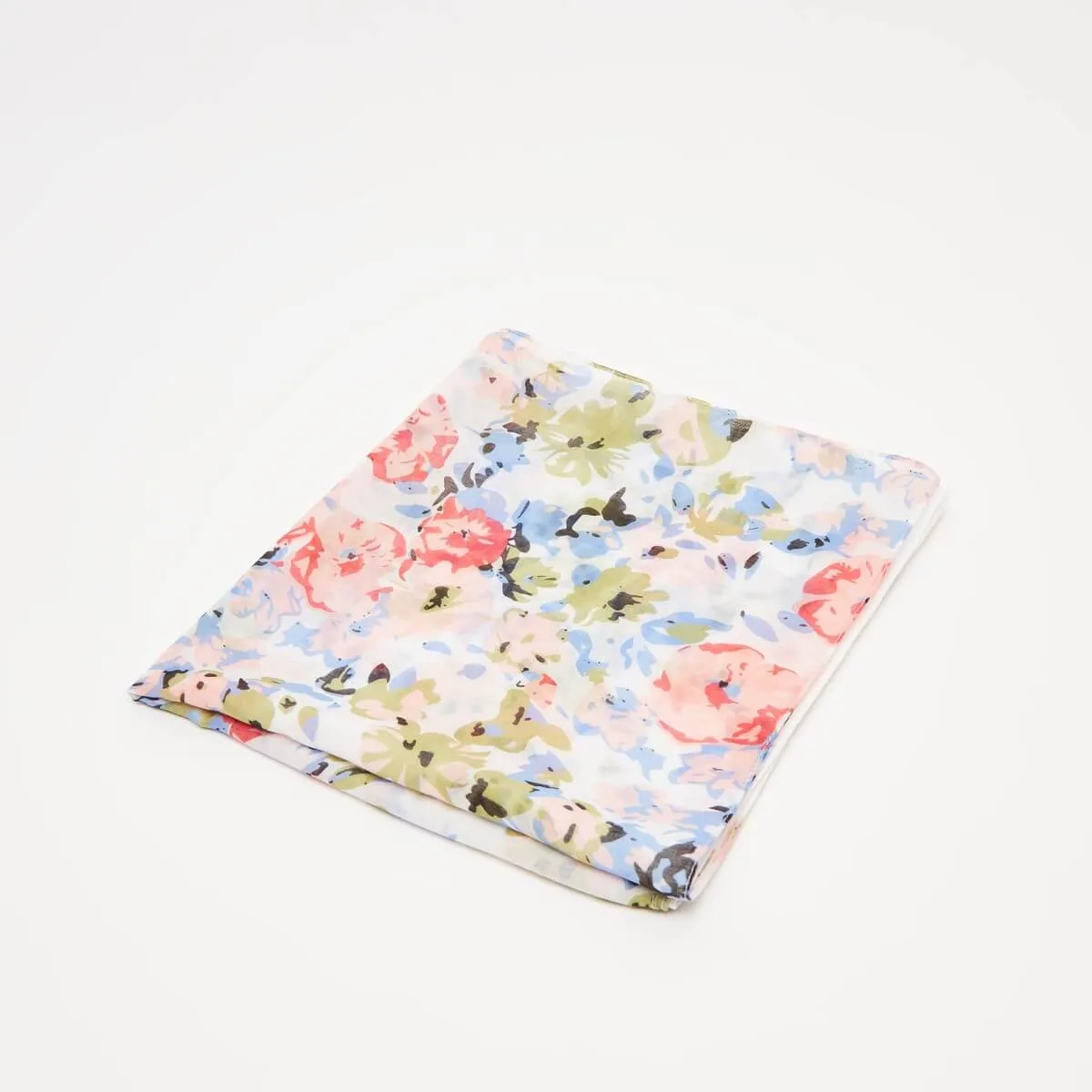 All Over Floral Print Scarf - White