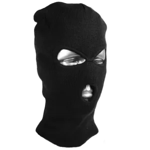 Black Knitted 3 Hole Balaclava