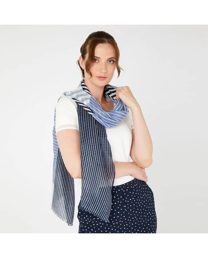 Blue Striped Colourblock Scarf