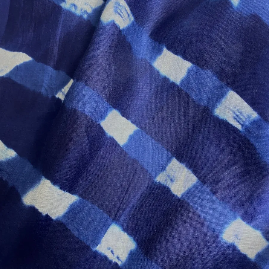 Blue/White Shibori Squares Silk/Cotton from India By the Yard # TK-53