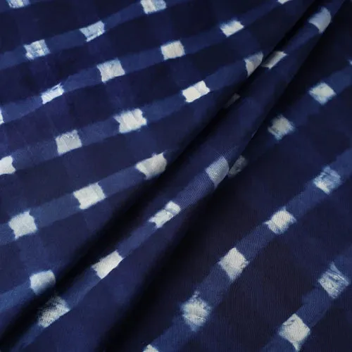 Blue/White Shibori Squares Silk/Cotton from India By the Yard # TK-53