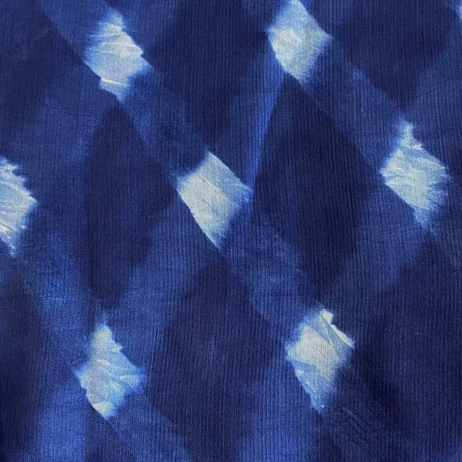 Blue/White Shibori Squares Silk/Cotton from India By the Yard # TK-53