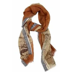 Brown and Beige Wool Lightweight Scarf