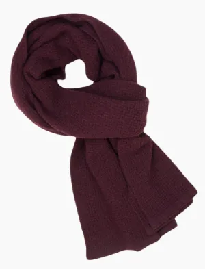 Burgundy Basket Weave Knitted Wool & Cashmere Scarf