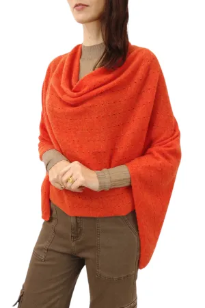 Burnt orange cashmere poncho Multiway