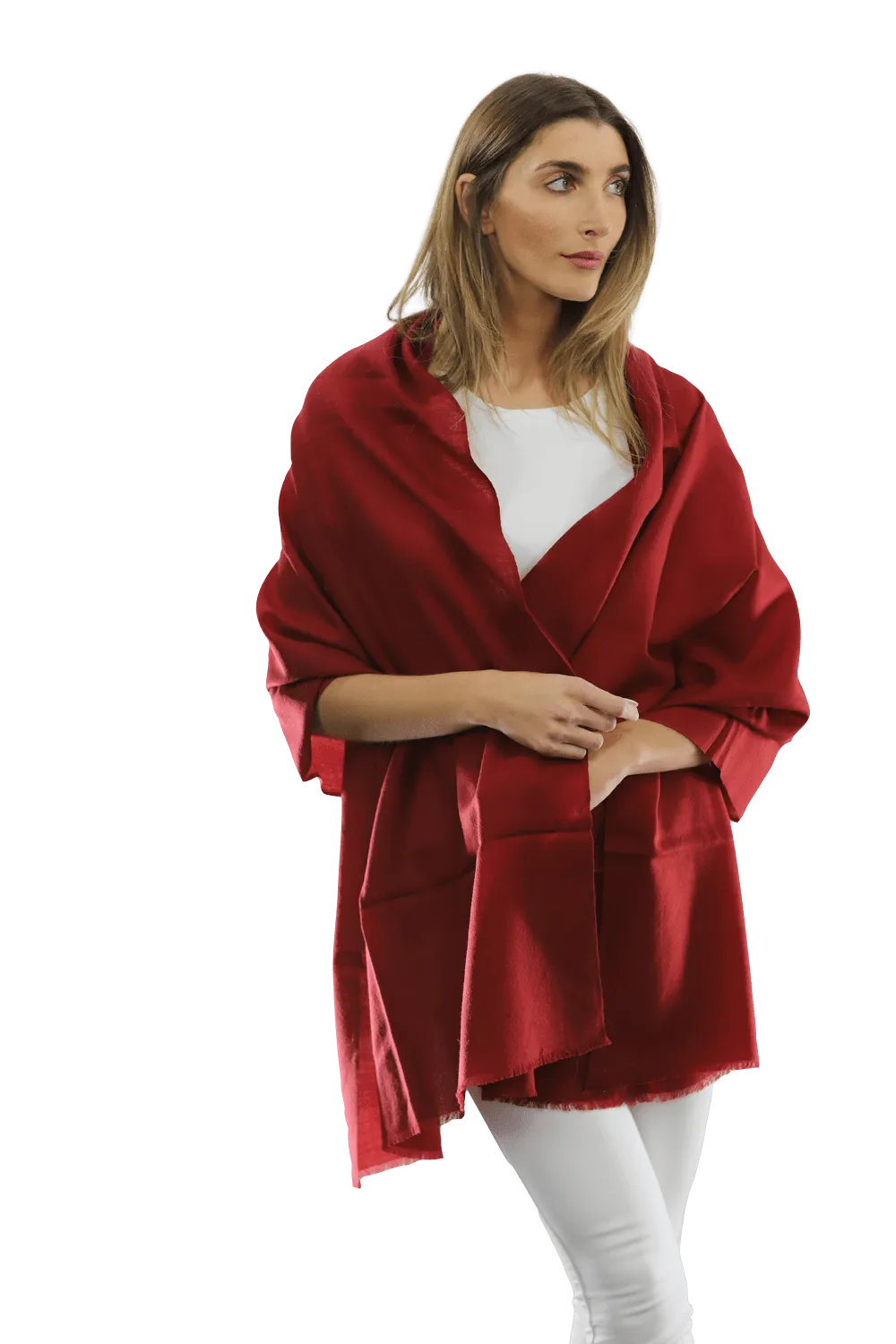 Casual Pashmina with eyelash Fringes - Red