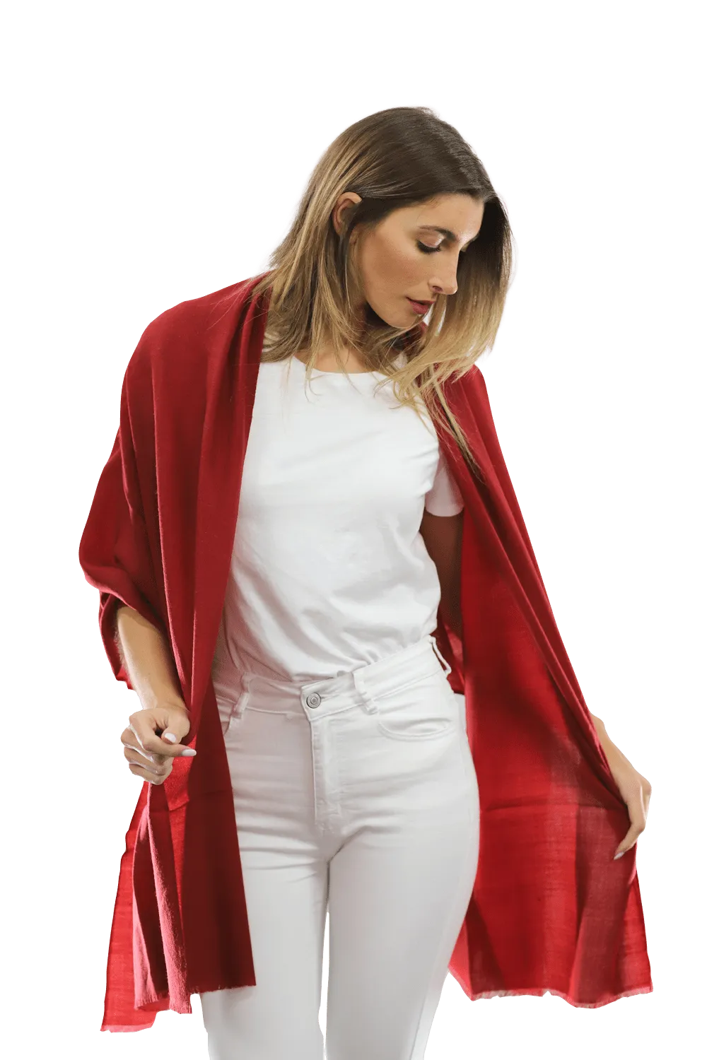 Casual Pashmina with eyelash Fringes - Red