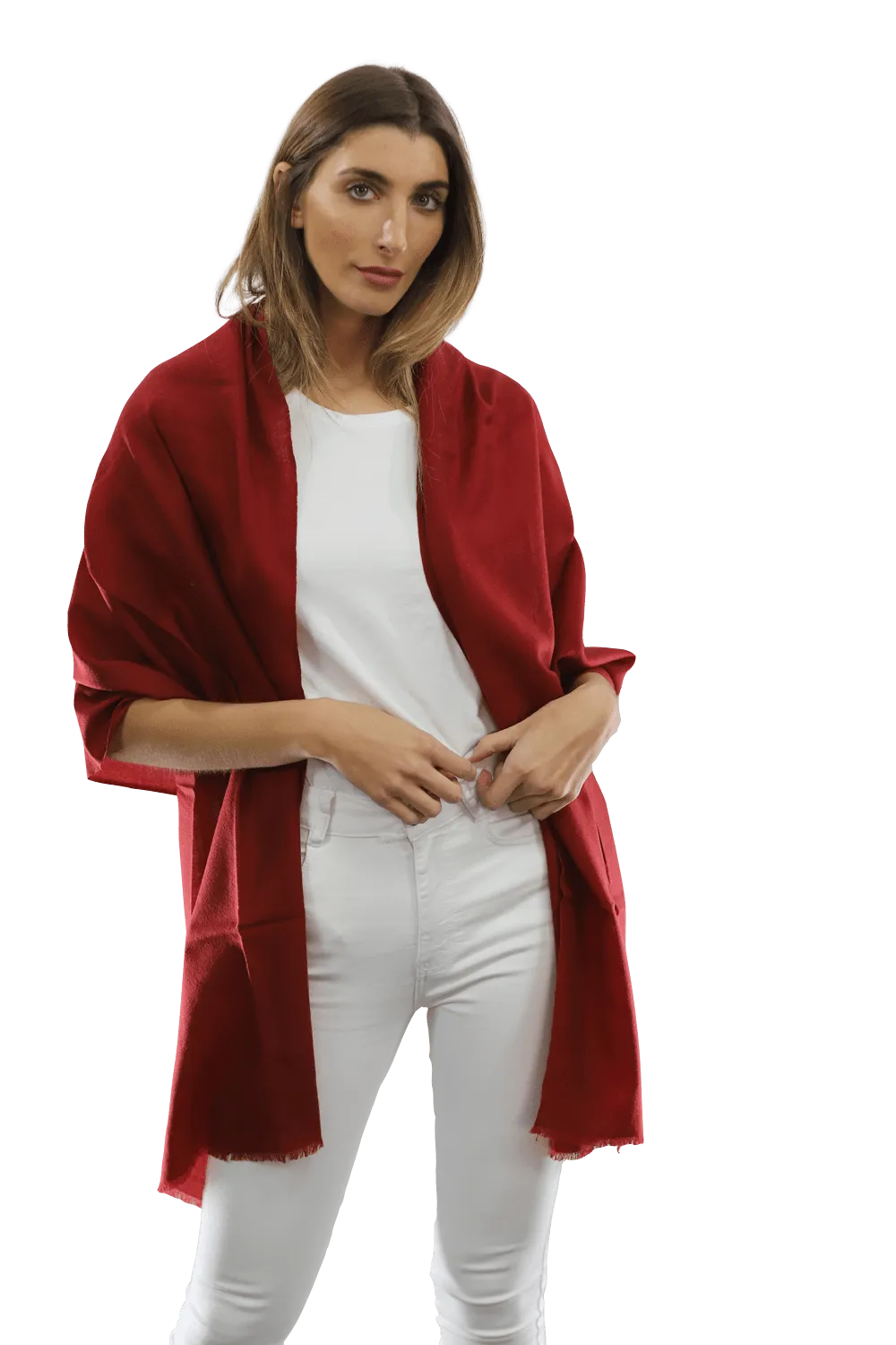 Casual Pashmina with eyelash Fringes - Red