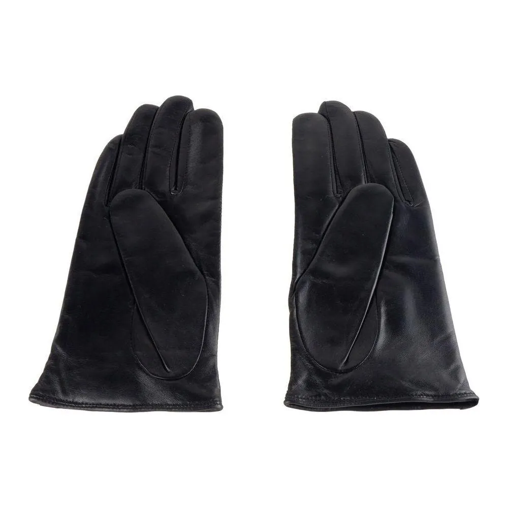 Cavalli Class Elegant Black and Blue Lambskin Gloves