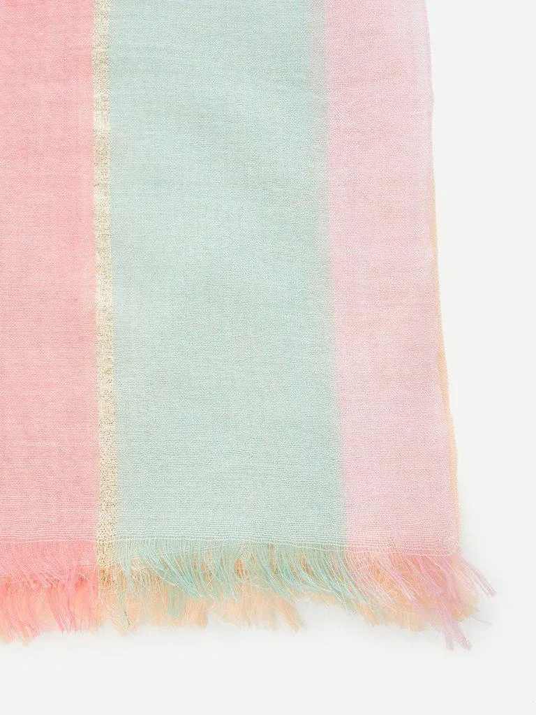 Color Block Raw Trim Scarf