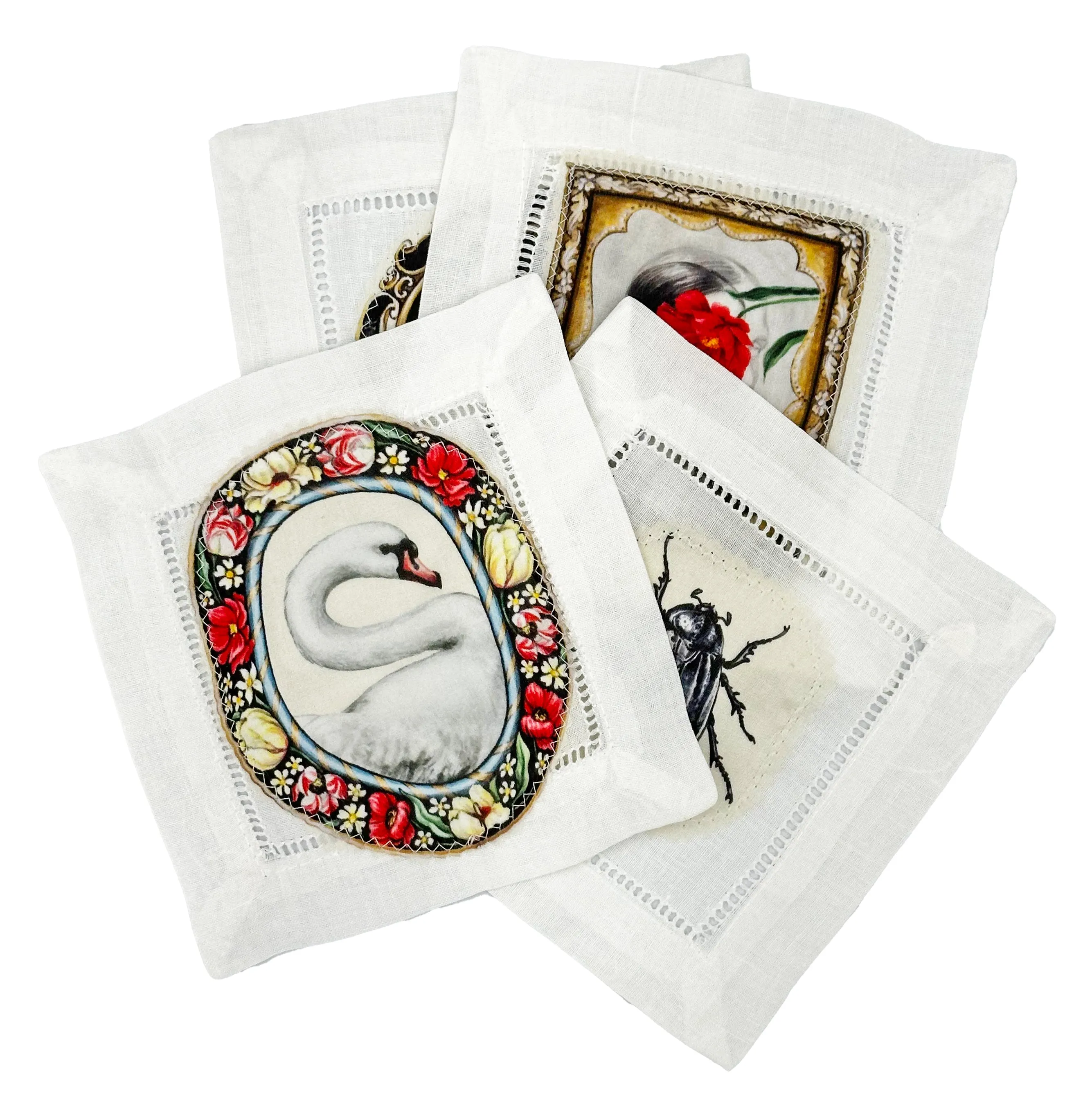 CURIOSITIES White Cocktail Napkins - Set of Four