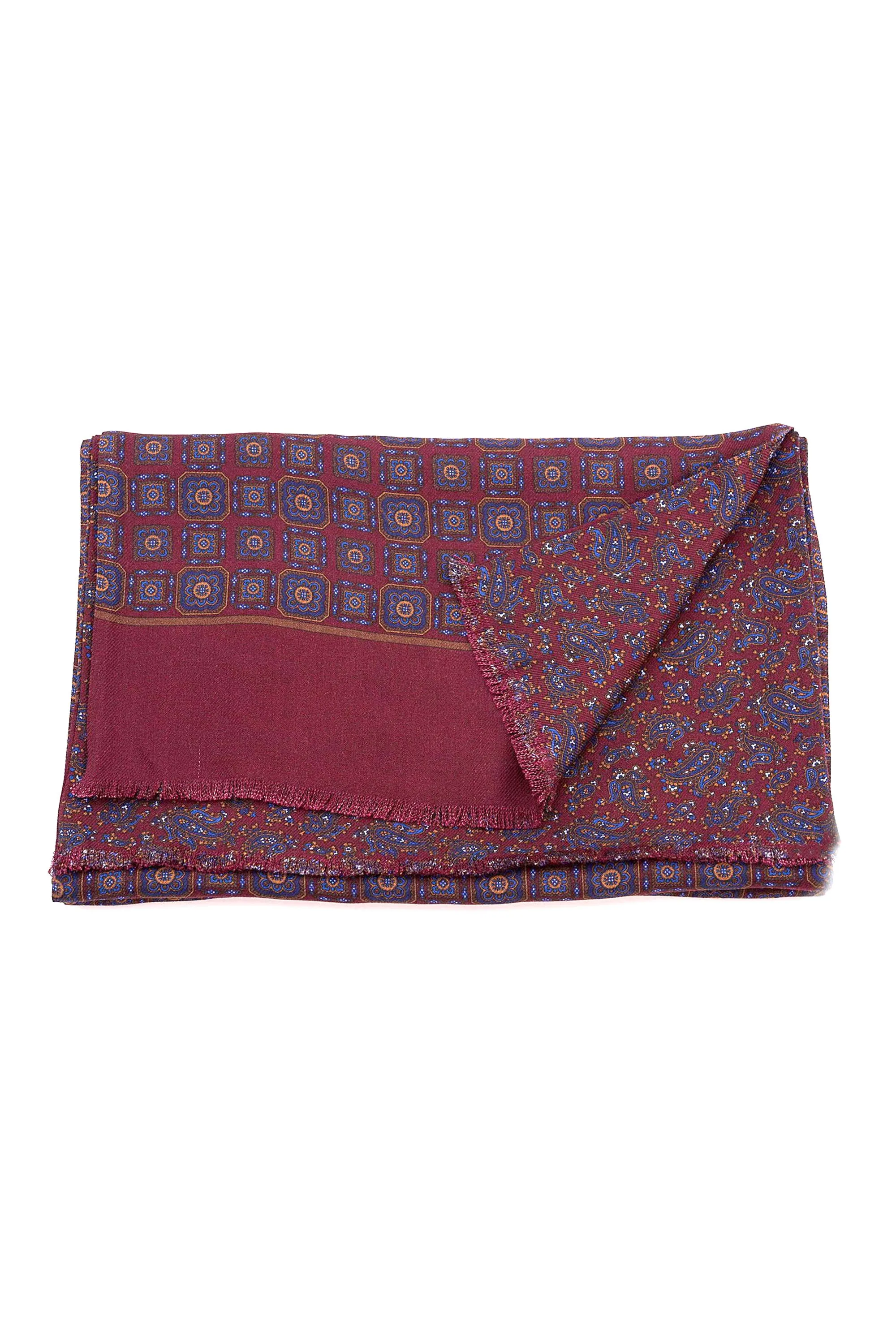 Dark Red Motif & Paisley Reversible Scarf