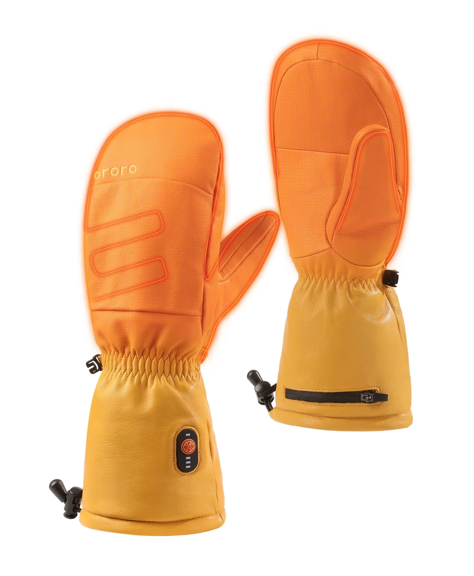 Duluth Unisex Heated Leather Chopper Mittens - Yellow