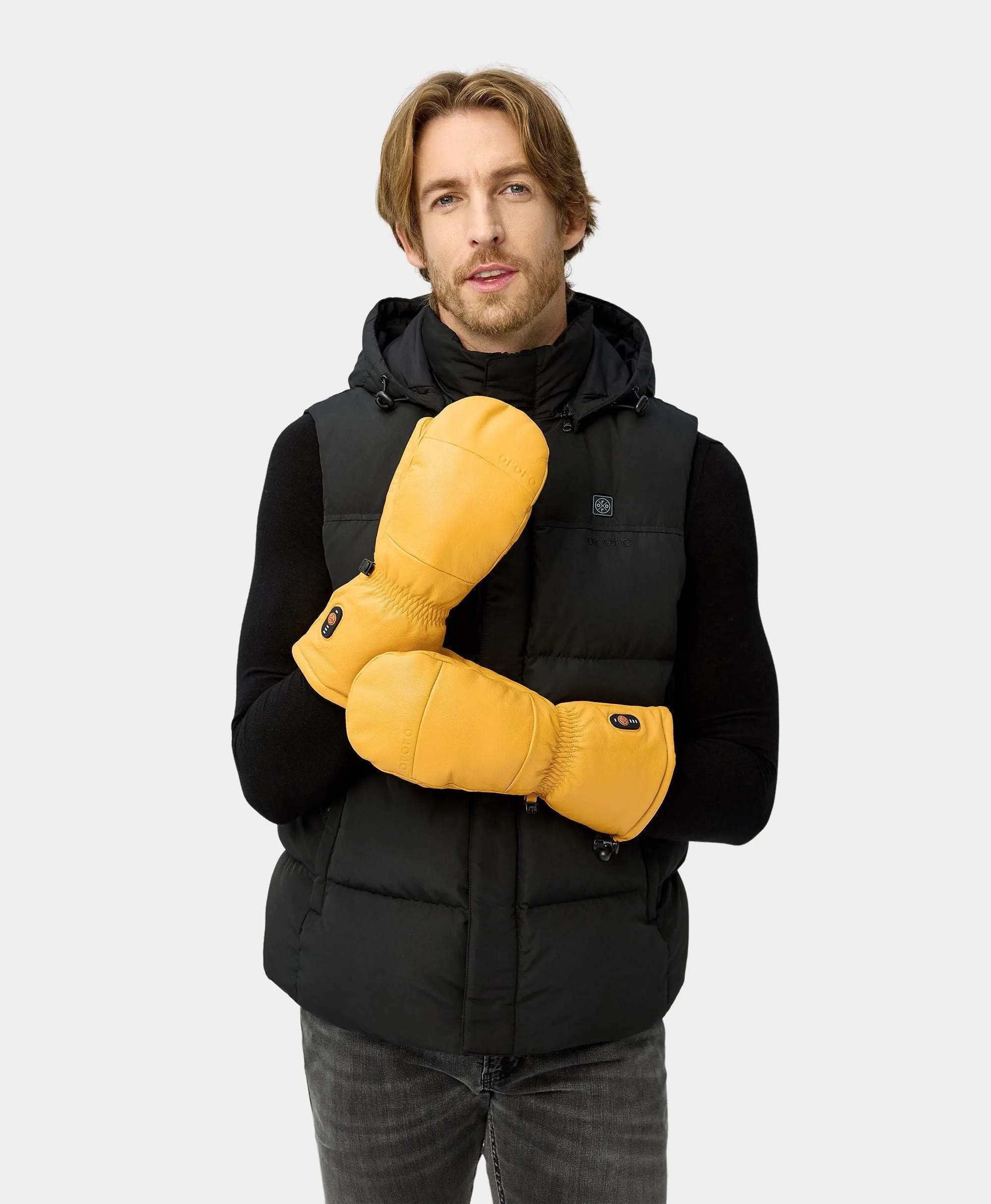 Duluth Unisex Heated Leather Chopper Mittens - Yellow