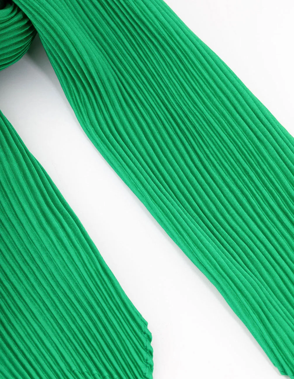 Fabric Green Pleated Satin Scarf