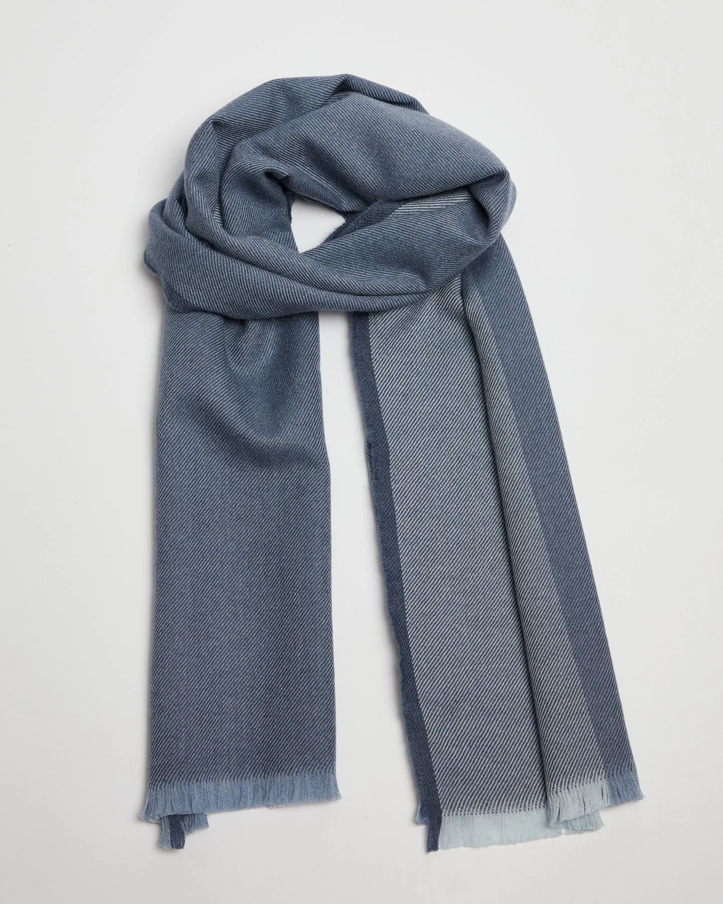 Foxford Giant Merino Scarf | Denim Border