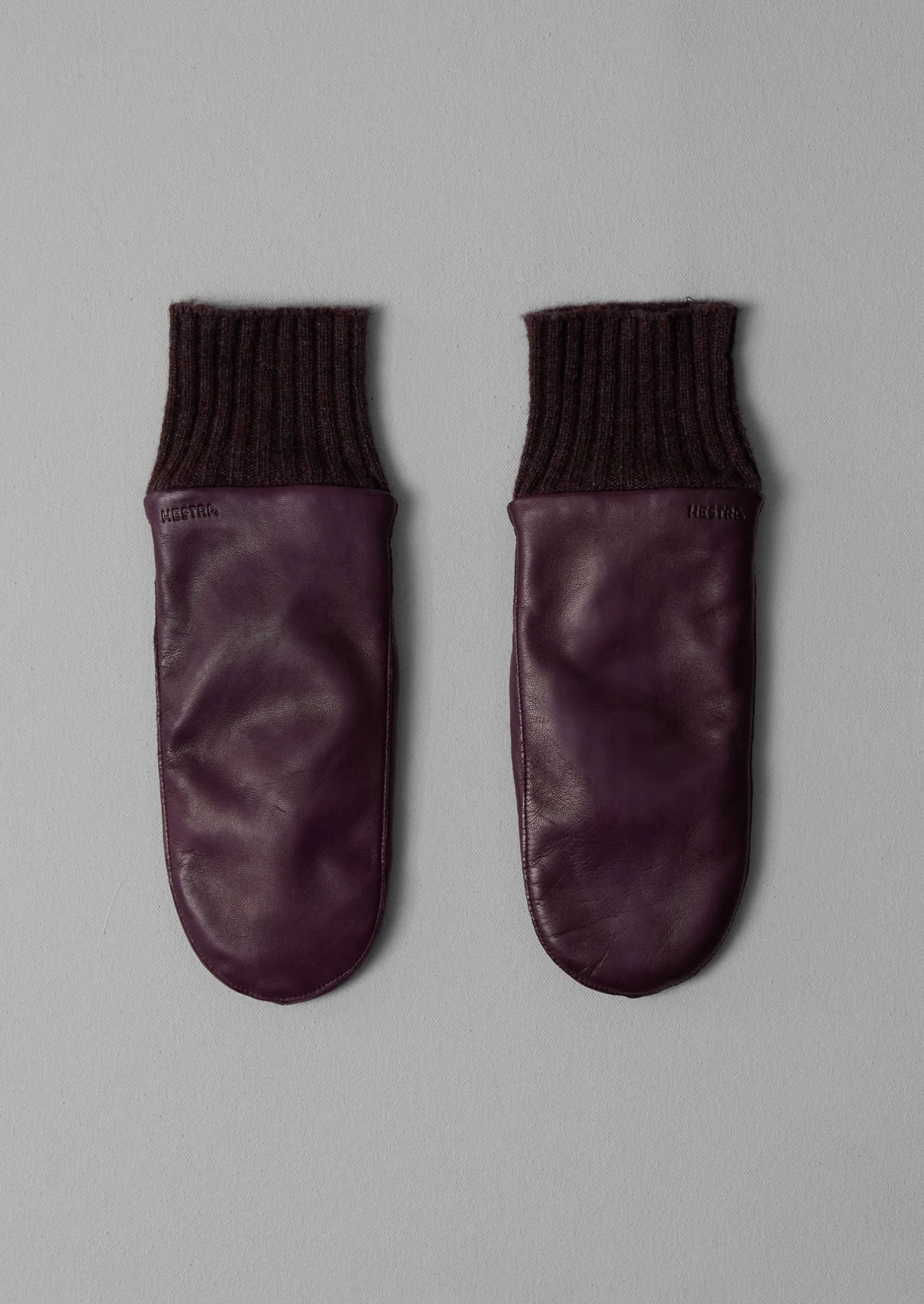 Hestra Tina Leather Mittens | Dark Plum