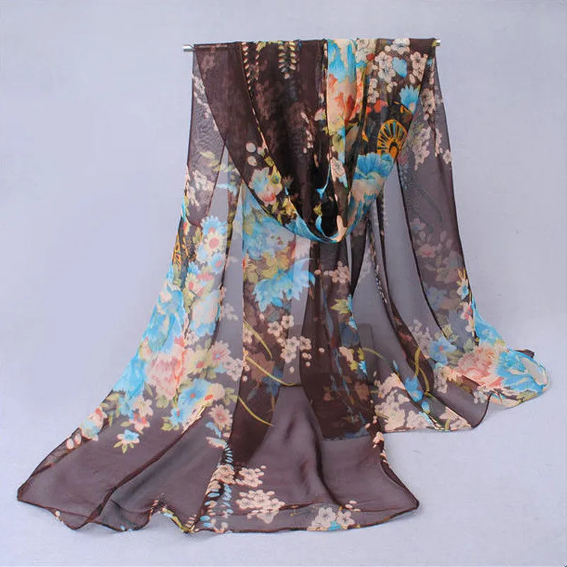 Hot wonderful flower long soft scarfs wrap shawl for elegant women han edition scarf scarves shawls