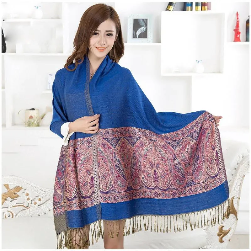 India hot sale new air conditioning room warm winter women shawl chaddar pashmina national wind cashew spend