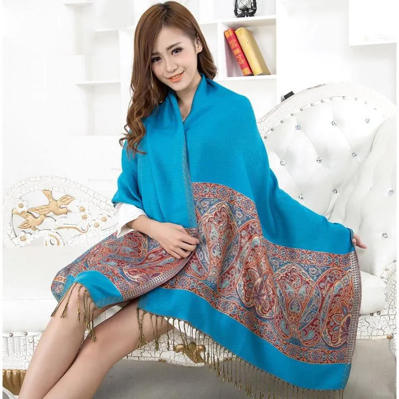 India hot sale new air conditioning room warm winter women shawl chaddar pashmina national wind cashew spend