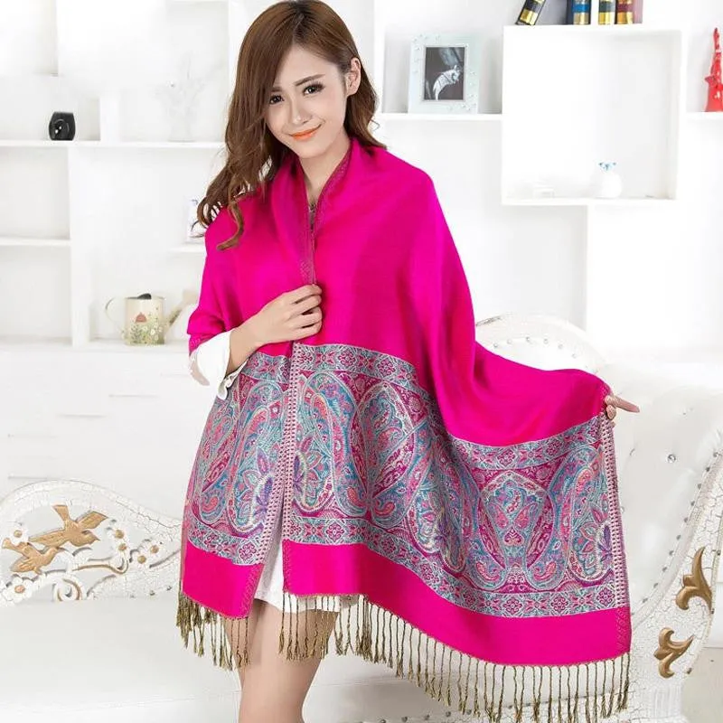 India hot sale new air conditioning room warm winter women shawl chaddar pashmina national wind cashew spend