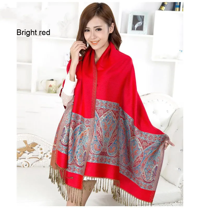 India hot sale new air conditioning room warm winter women shawl chaddar pashmina national wind cashew spend