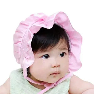 Infant/Baby Bonnet with Pink Ribbon