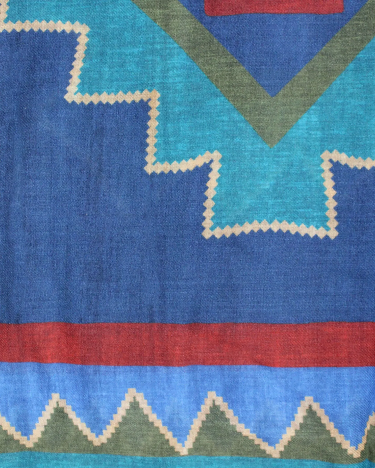 Kiton Scarf Blue Red Green Aqua Tribal Design Imperfect - Cashmere Men Shawl FINAL SALE