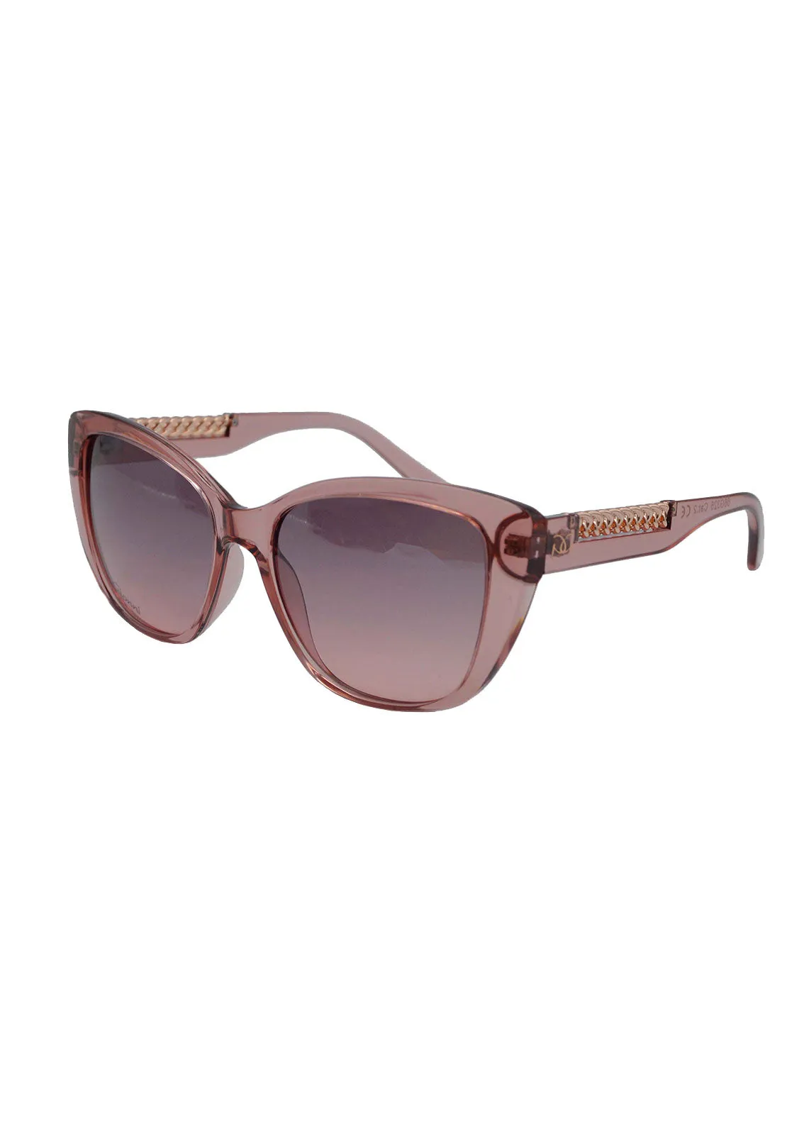 Large Plastic Wayfer Sunglasses With Chain Side Arm Detail - Pink Gradient