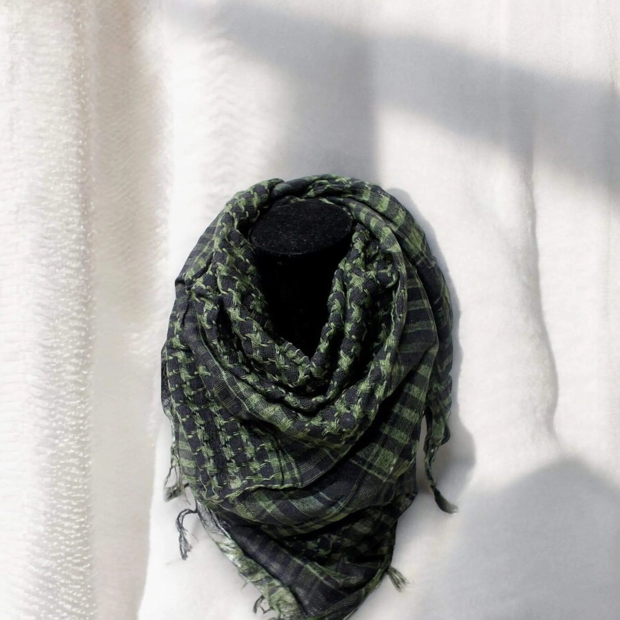 Lightweight Plaid Cotton Tassel Trim Scarves