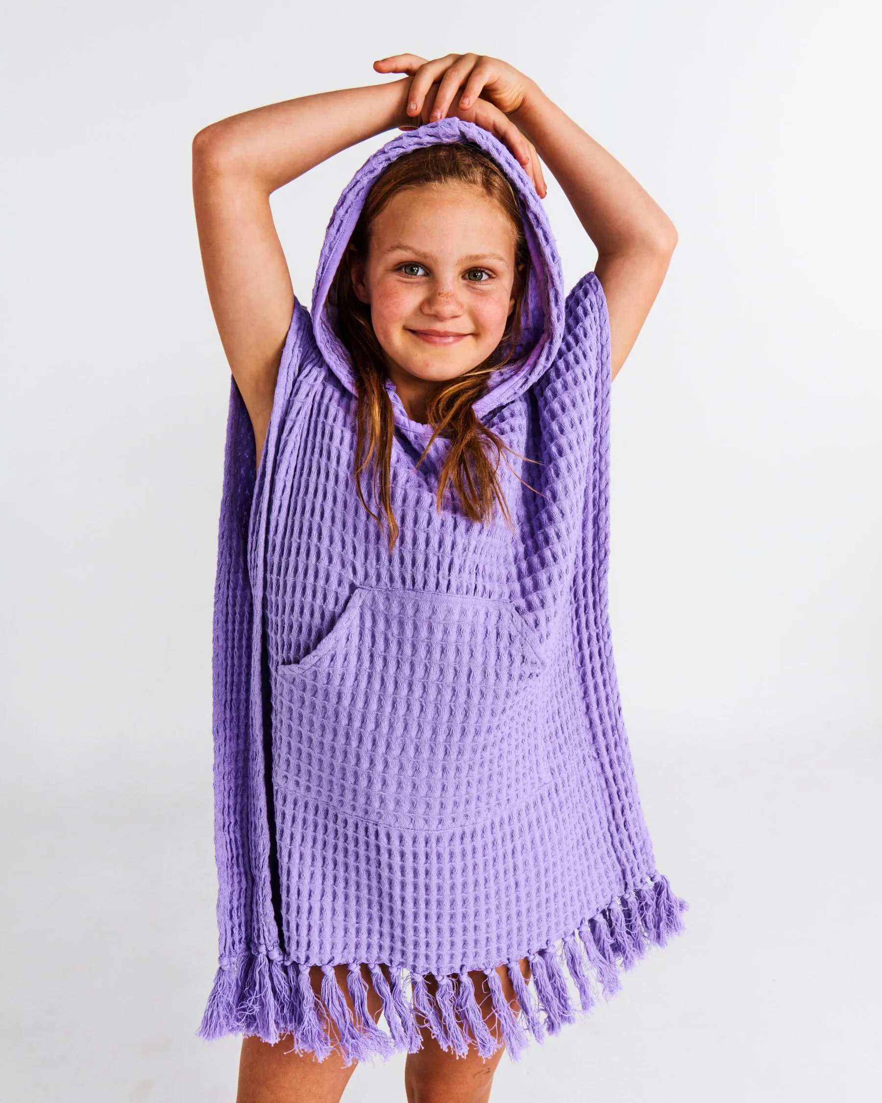 Lilac Kids Waffle Poncho