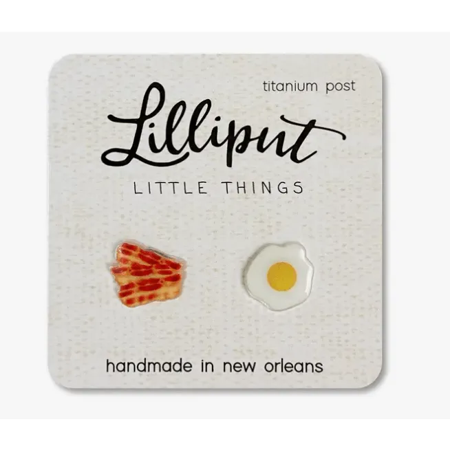 Lilliput Little Things Bacon and Eggs Earrings