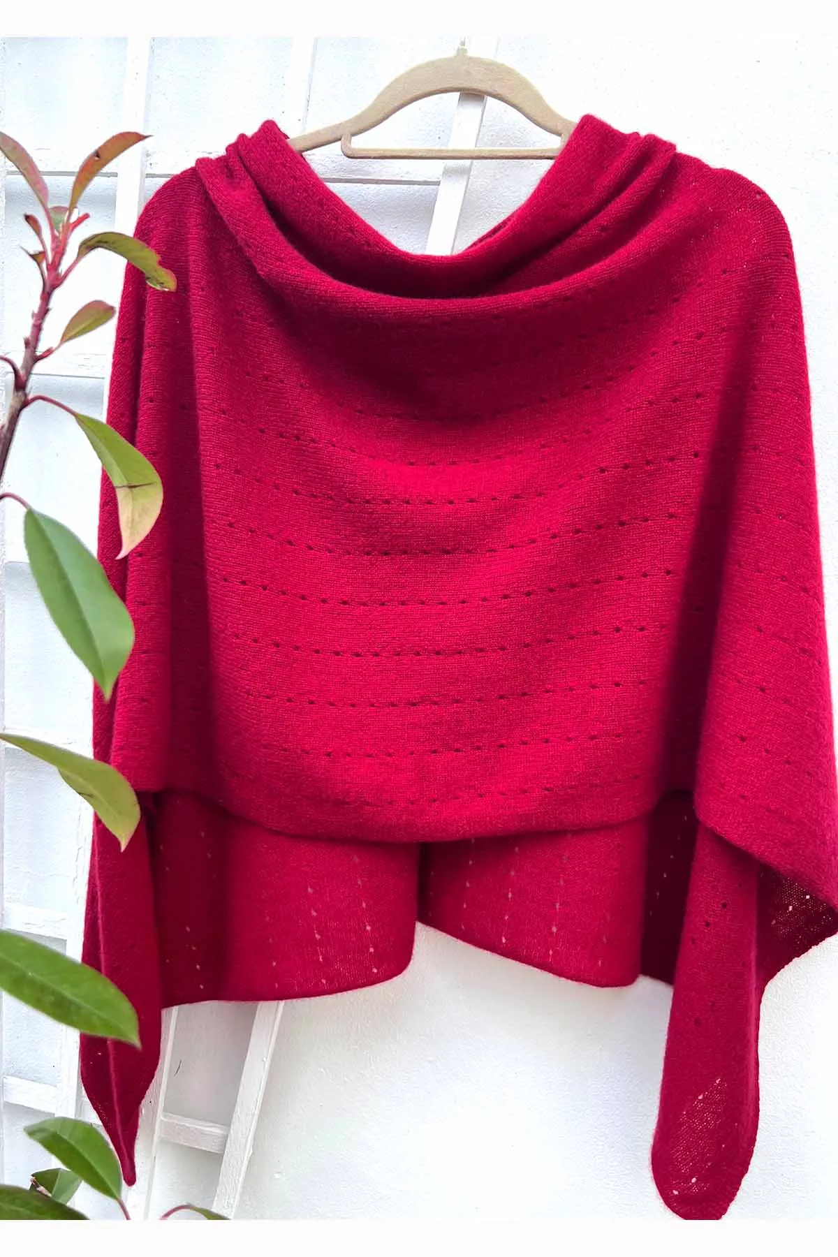 Maroon red cashmere poncho Multiway