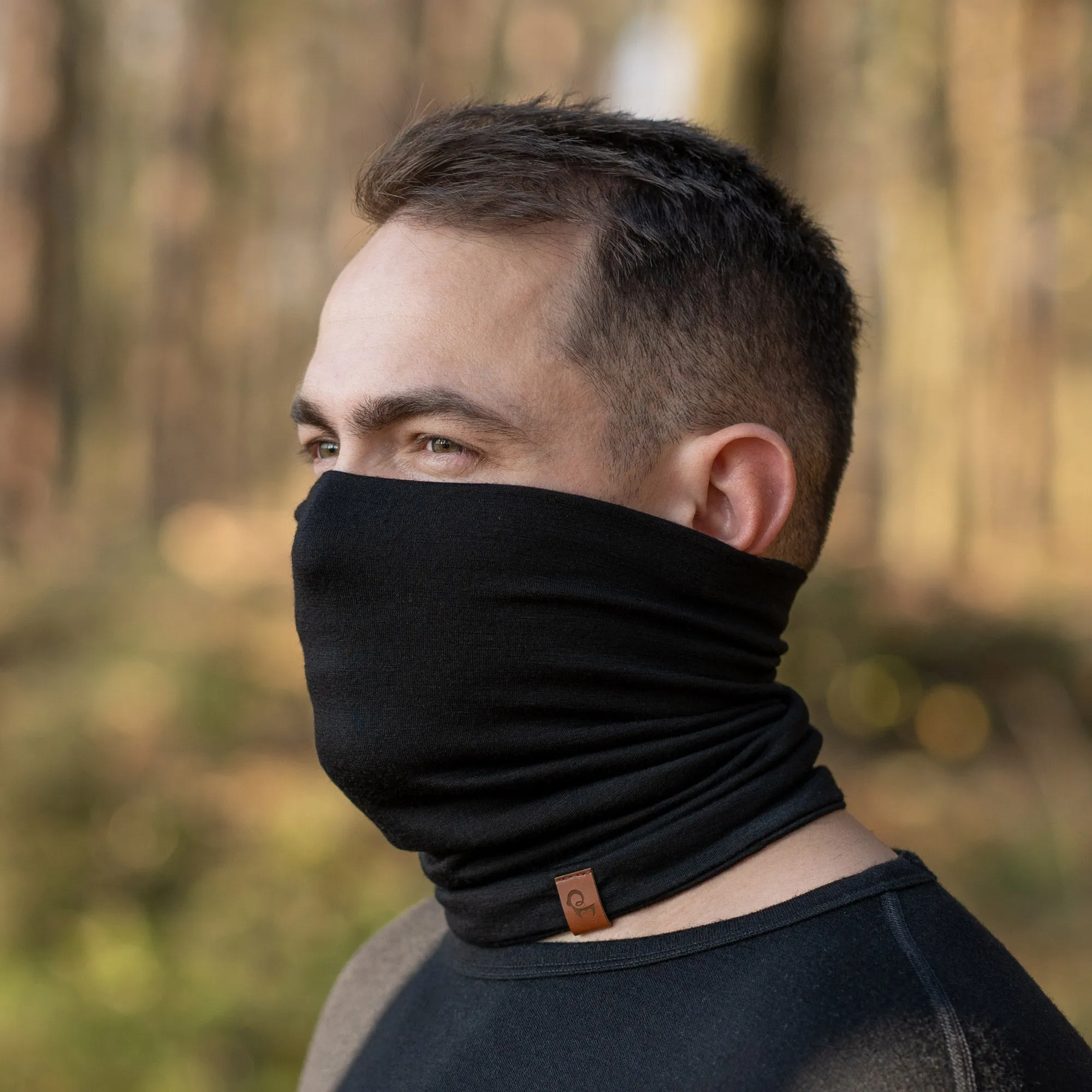 Men's Merino Neck Gaiter / Face Mask Black