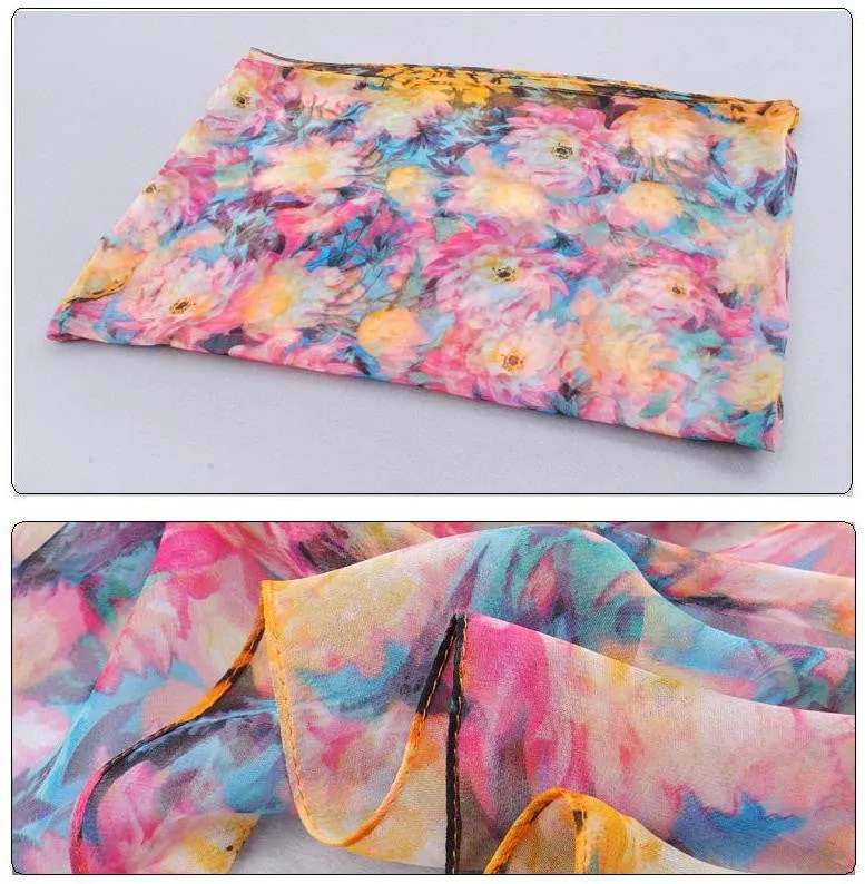 New foulard desigual Spring autumn thin silk scarves chiffon georgette women scarf summer sun hijab headscarf Headband