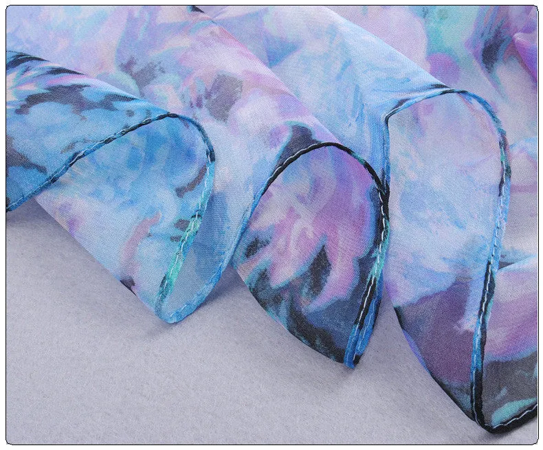 New foulard desigual Spring autumn thin silk scarves chiffon georgette women scarf summer sun hijab headscarf Headband