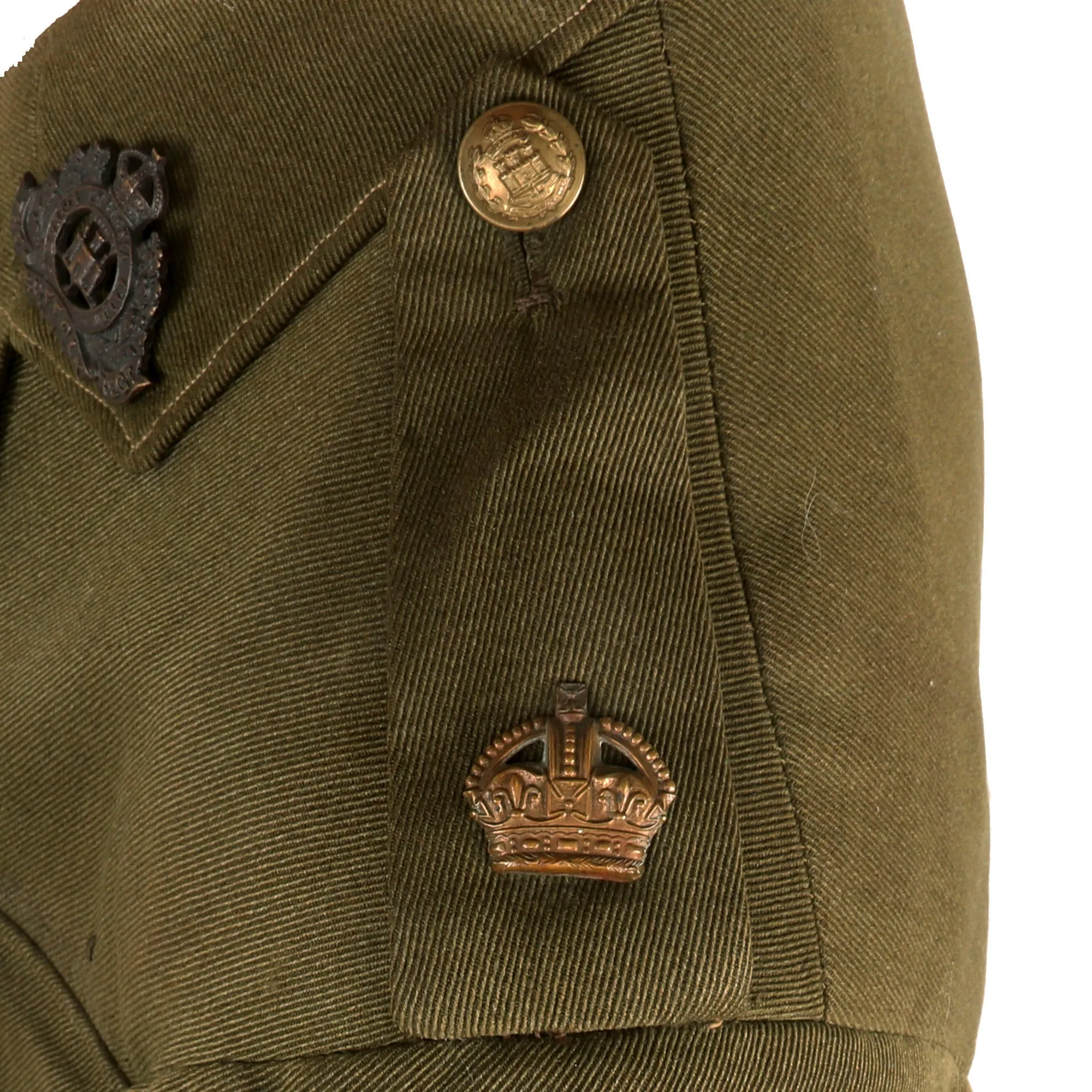 Original British WWI Named 8th Suffolk Regiment Major’s Uniform with Tactical Flashes, Brodie Helmet, Sam Brown Belt Rig & Gaiters