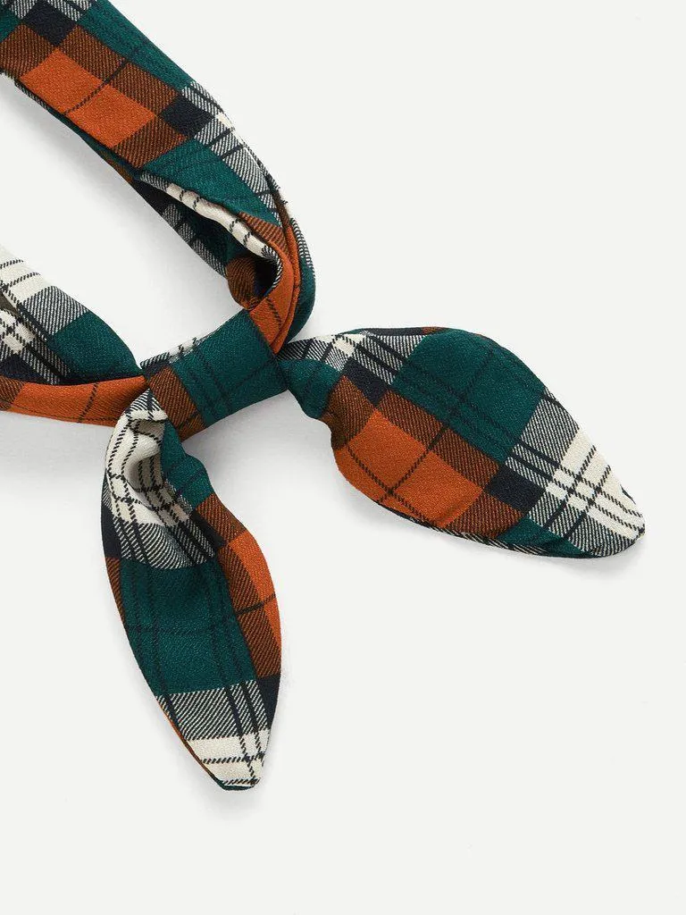 Plaid Print Twilly Scarf