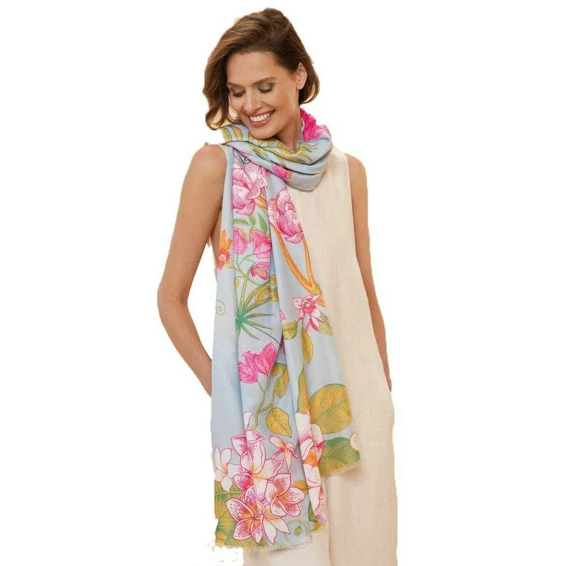 Powder Printed Floral Jungle Scarf  - Lavender