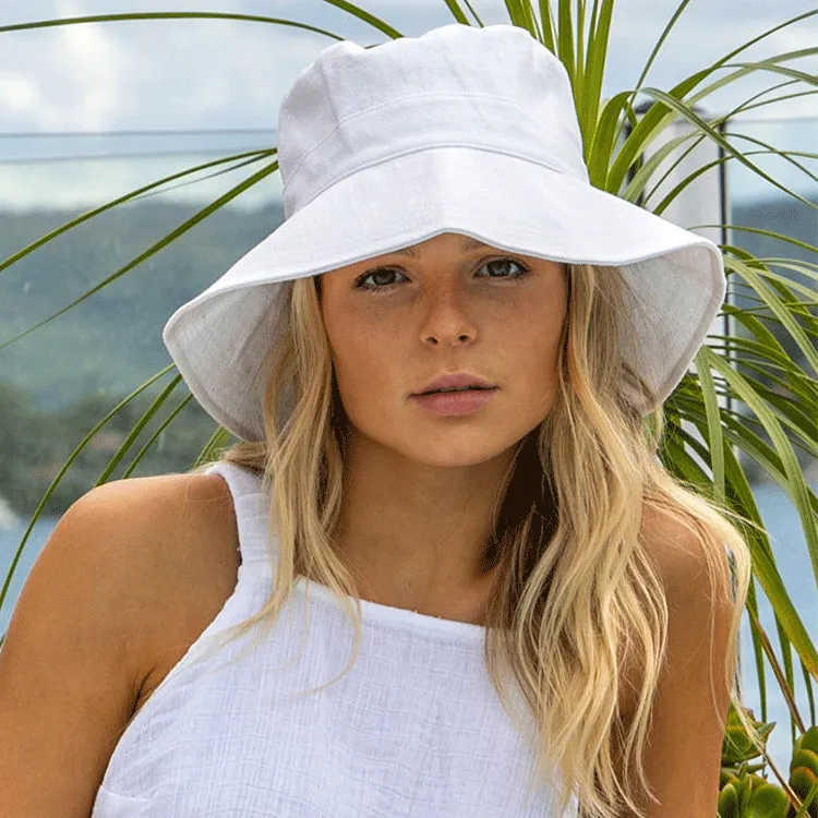 Rigon Fifi Linen Bucket Hat - White